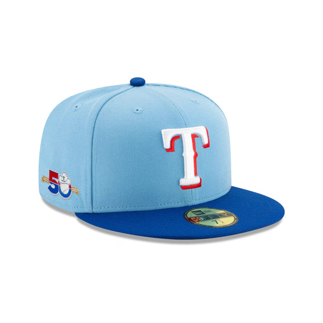 Texas Rangers 50th Anniversary Light Blue & Royal 59FIFTY Fitted Hat - New Era - 