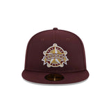 Texas Rangers Cooperstown Collection Metallic Gold Logo Maroon 59FIFTY Fitted Hat - New Era - 23863842212