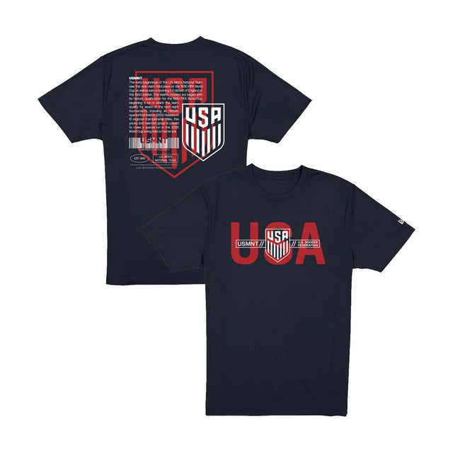 United States Men’s National Team History Graphic Navy Blue T-Shirt - New Era - 230520271901