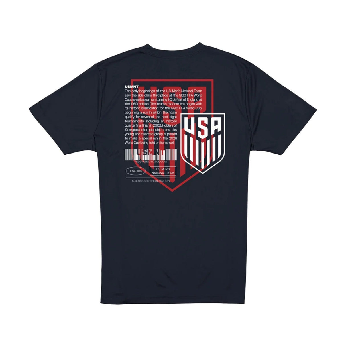 United States Men’s National Team History Graphic Navy Blue T-Shirt - New Era - 230520271901