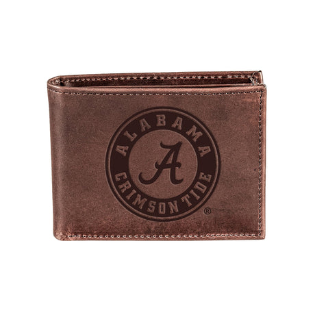 University of Alabama, Bi-Fold Wallet, Brown, CH, 100% Genuine Leather - EG Collective - 801946051558