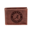 University of Alabama, Bi - Fold Wallet, Brown, CH, 100% Genuine Leather - EG Collective - 801946051558