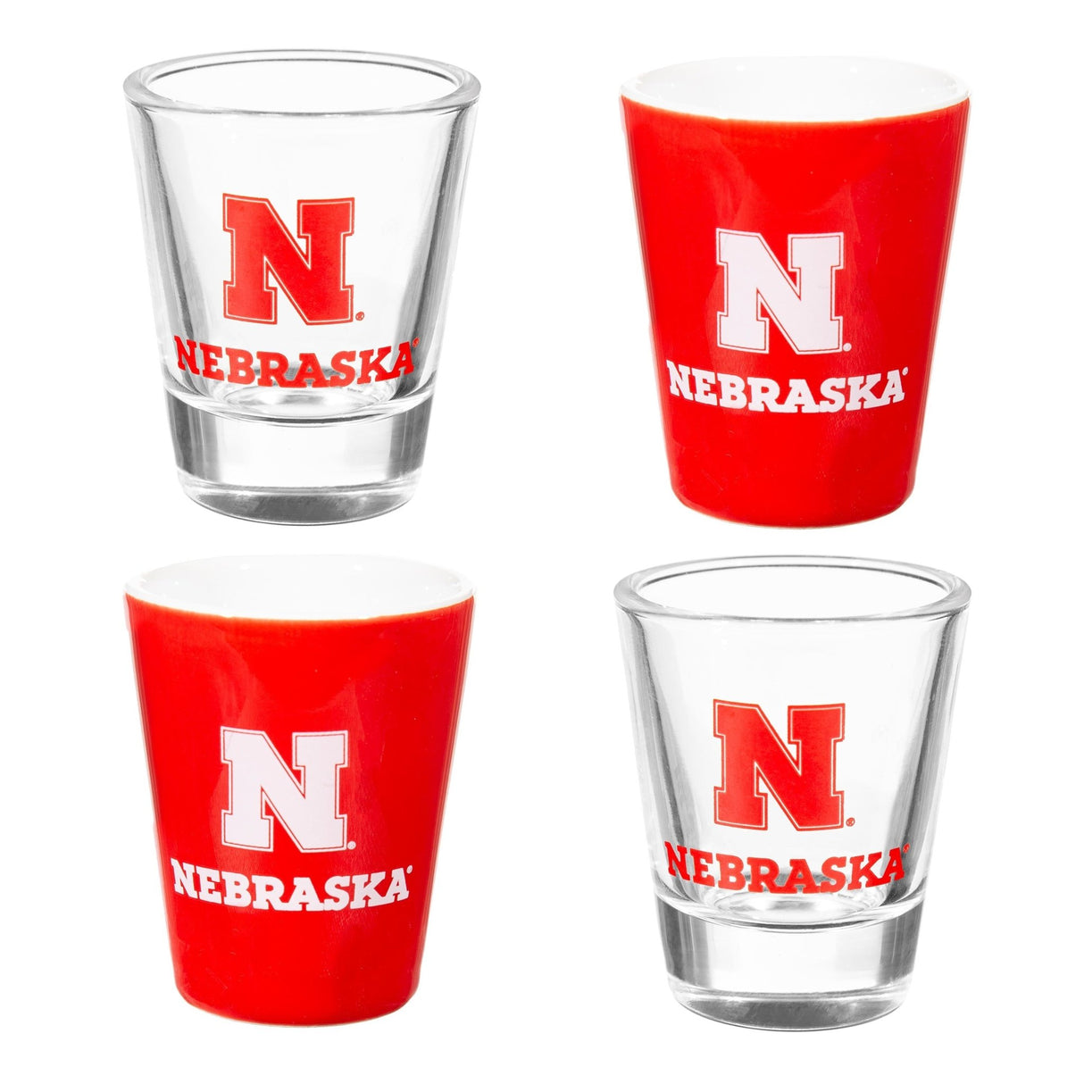 University of Nebraska 4 - Piece Ceramic and Glass 2oz. Shot Glass Set - EG Collective - 801946180548