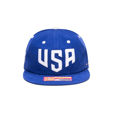 USA Soccer Bold Lettering Blue Snapback Hat - Fan Ink - 150150171902