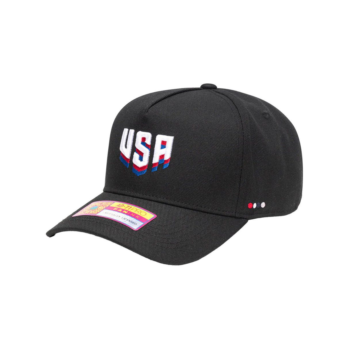 USA Soccer Tri Color Cola Logo Black Snapback Hat - Fan Ink - 150150171901