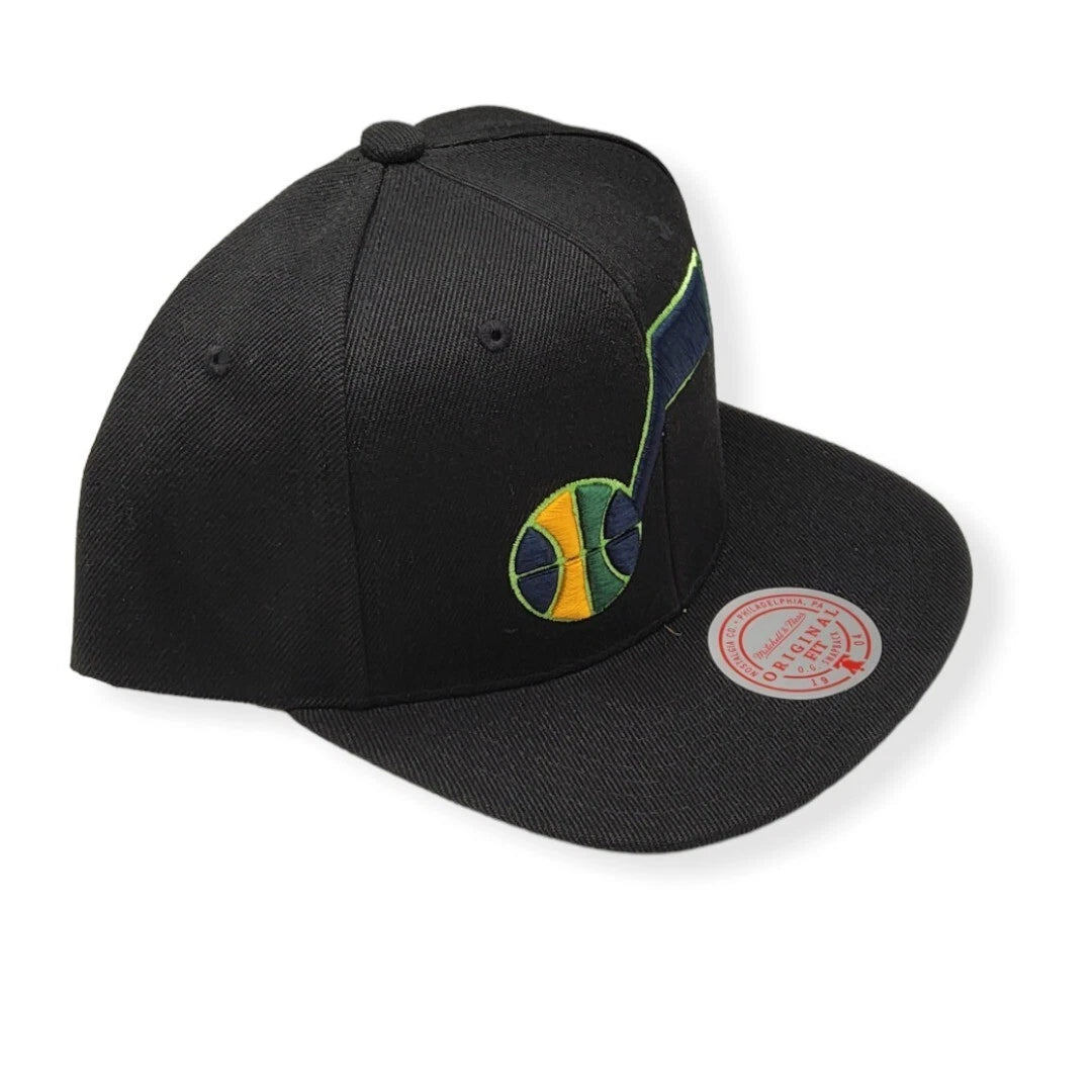 Utah Jazz Black/Green Adjustable Snapback Hat - Mitchell & Ness - 