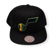 Utah Jazz Black/Green Adjustable Snapback Hat - Mitchell & Ness - 