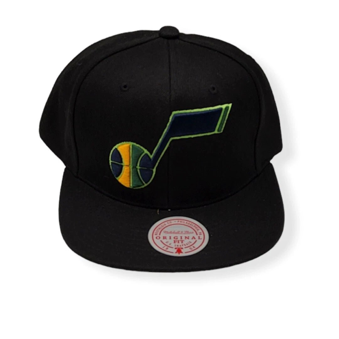 Utah Jazz Black/Green Adjustable Snapback Hat - Mitchell & Ness - 