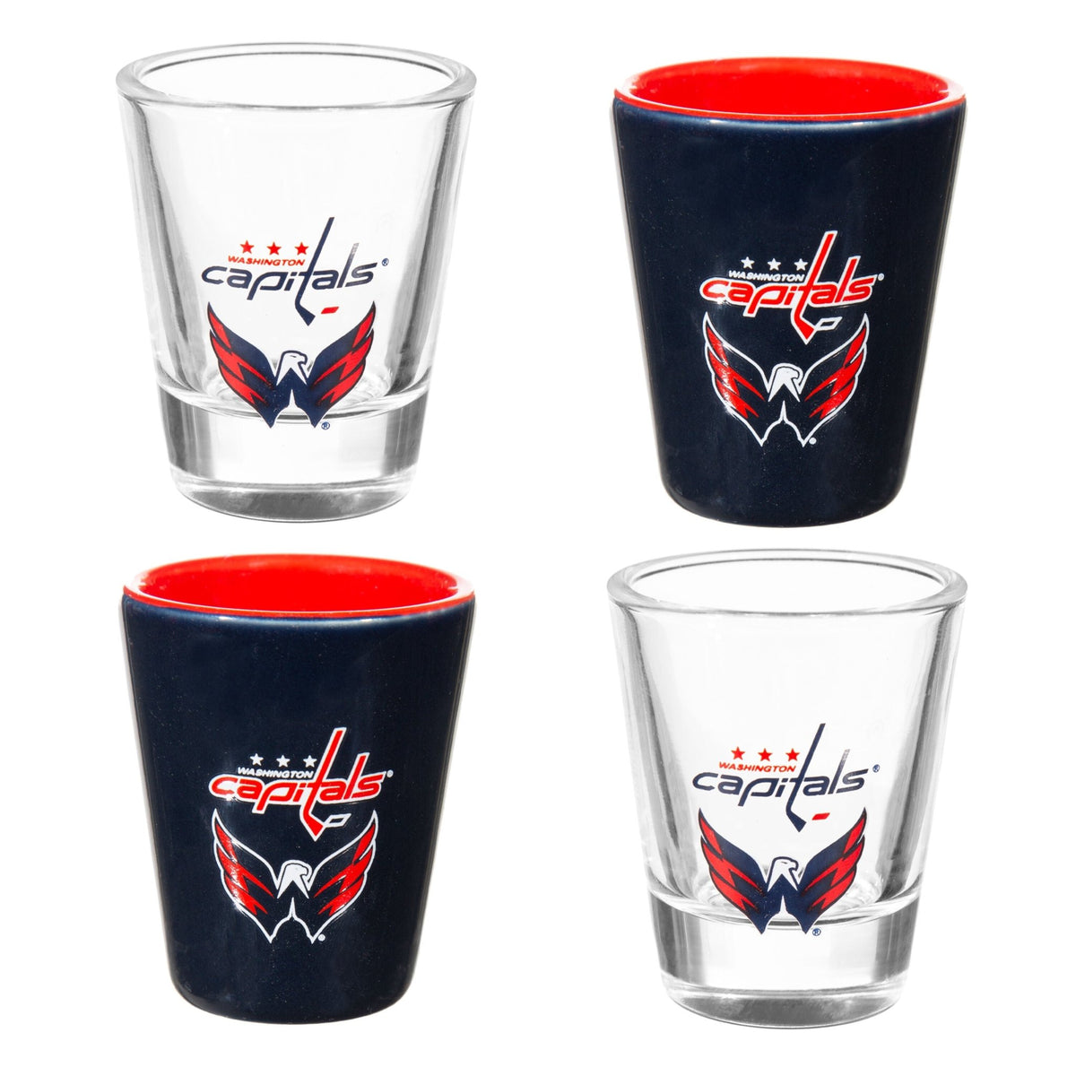 Washington Capitals 4-Piece Ceramic and Glass 2oz. Shot Glass Set - EG Collective - 801946180371