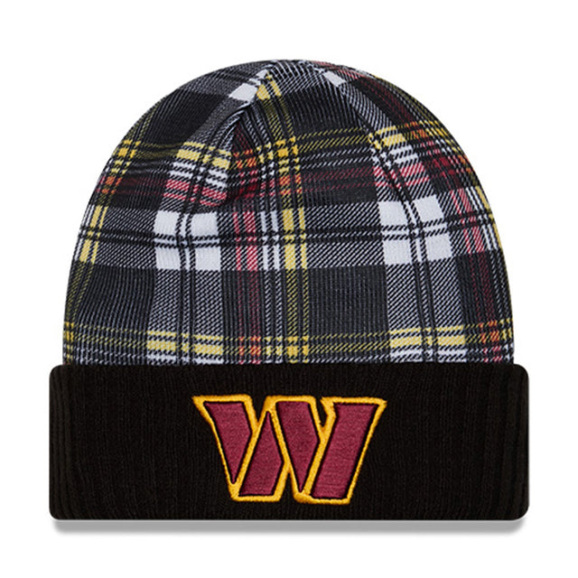 Washington Commanders Statement Red & Yellow Plaid Cuffed Knit Beanie - New Era - 237012603