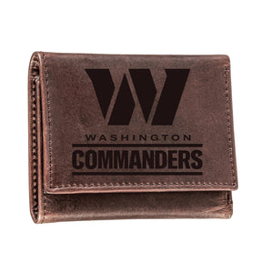 Washington Commanders, Tri - Fold Wallet, Brown, CH, 100% Genuine Leather - EG Collective - 801946070535