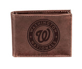 Washington Nationals Bi-Fold Wallet Brown 100% Genuine Leather - EG Collective - 801946415275