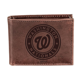 Washington Nationals Bi - Fold Wallet Brown 100% Genuine Leather - EG Collective - 801946415275