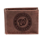Washington Nationals Bi - Fold Wallet Brown 100% Genuine Leather - EG Collective - 801946415275