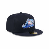 West Michigan Whitecaps Wave Logo Embroidered Navy Fitted Hat - New Era - 