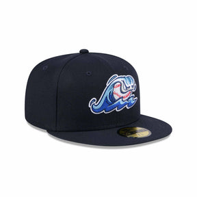West Michigan Whitecaps Wave Logo Embroidered Navy Fitted Hat - New Era - 