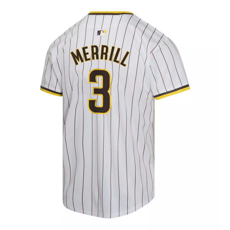 Youth Jackson Merrill San Diego Padres White Nike Home Pinstripe Jersey - Nike - 24140141957