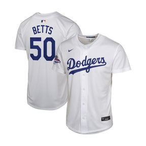 Youth Los Angeles Dodgers Mookie Betts 2024 World Series Participant White Home Player Jersey - Nike - 31210541099