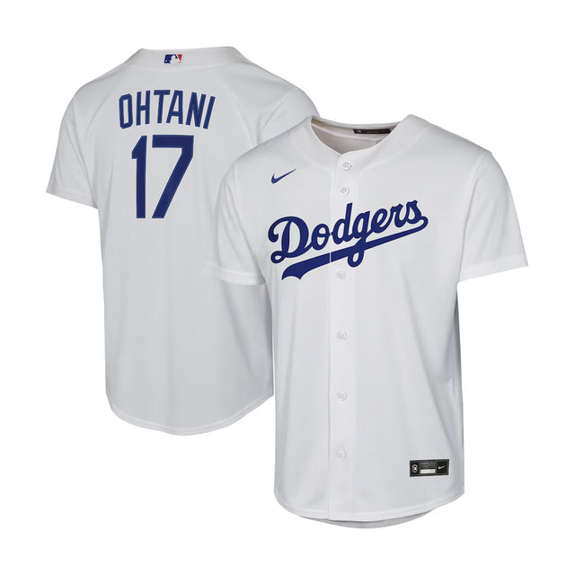 Youth Los Angeles Dodgers Shohei Ohtani White Baseline Home Jersey - Nike - 241402411101