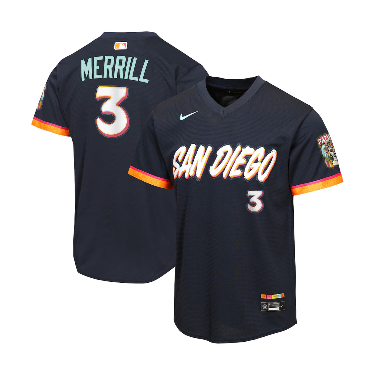Youth San Diego Padres Jackson Merrill 2026 City Connect Obsidian Stadium Jersey