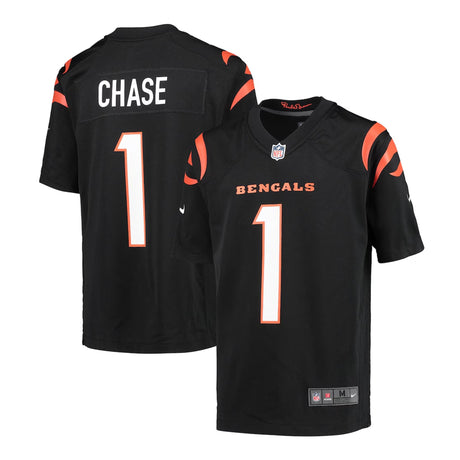 Youth Nike Ja’Marr Chase Cincinnati Bengals Black Game Jersey - Nike - 241801103101