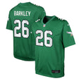 Youth Philadelphia Eagles Saquon Barkley Nike Game Jersey in green with player name and number 26 on the back.